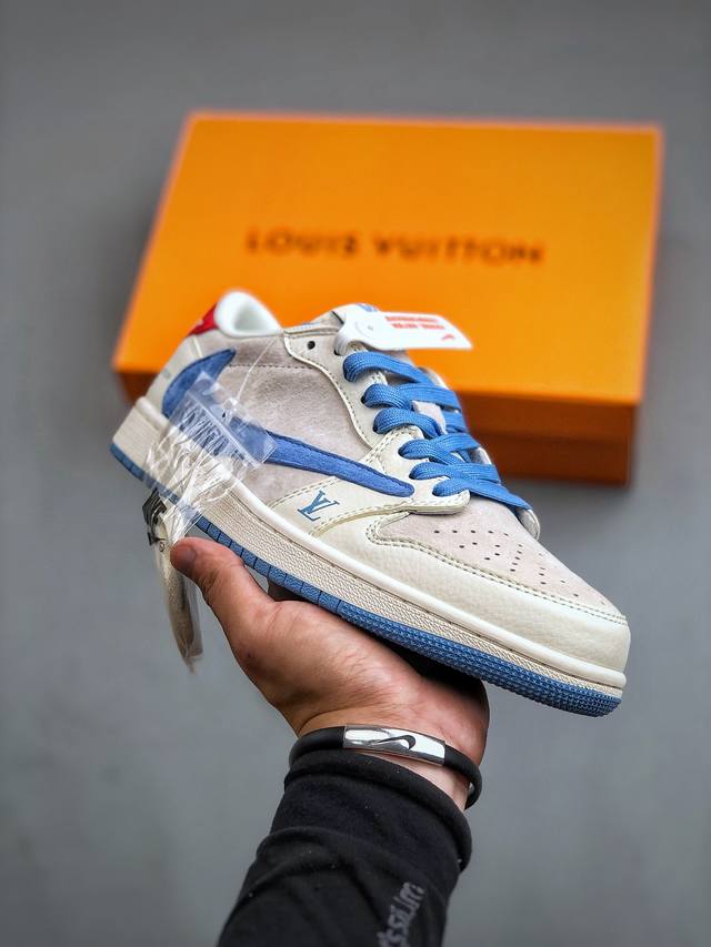 Travis Scott X Fragment Design X Air Jordan 1 Low Og Sp Aj1 乔1 Lv联名米灰蓝红猪八 低帮文化休闲