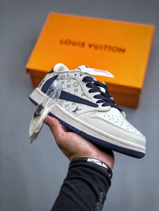 Travis Scott X Nike Air Jordan 1 Low X Louis Vuitton 三方联名 Air Jordan 1 Low 反转白深蓝