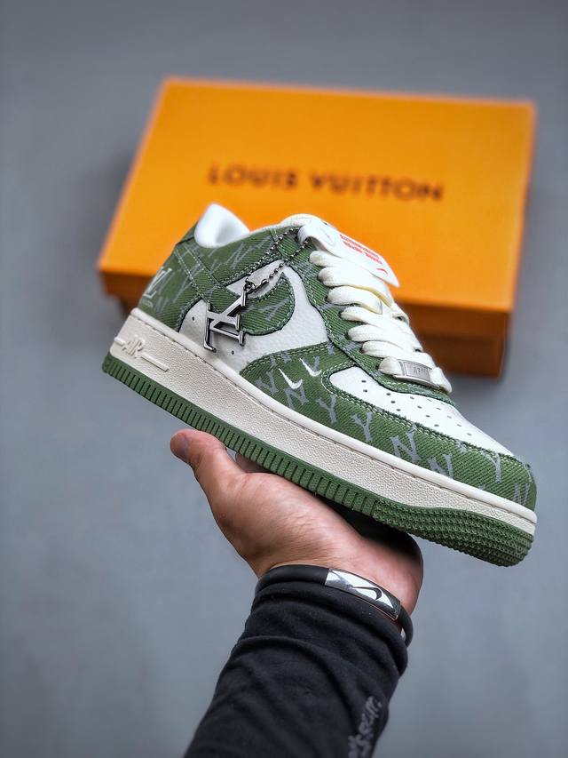 Nike Air Force 1 Low 07 X Louis Vuitton X Mlb 白绿印花原楦头原纸板 打造纯正低帮空军版型专注外贸渠道 全掌内置蜂窝