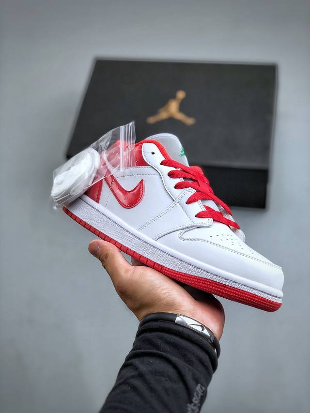 Nike Air Jordan 1 Low 白红 Aj1乔1低帮休闲板鞋 同步官方配色 市场唯一独家头层皮打造 原鞋原档案开发 原厂皮料 原档冲孔鞋头 正确满胶