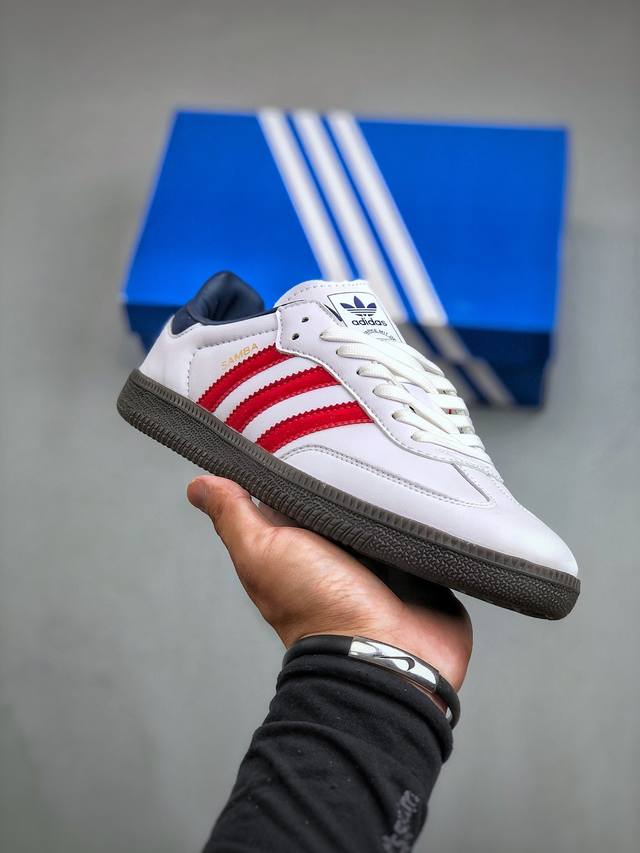 Adidas Originals Samba Og桑巴舞系列绅士德训足球风百搭低帮休闲运动板鞋“白红生胶底” 货号：Ih4881 尺码：36-45 半