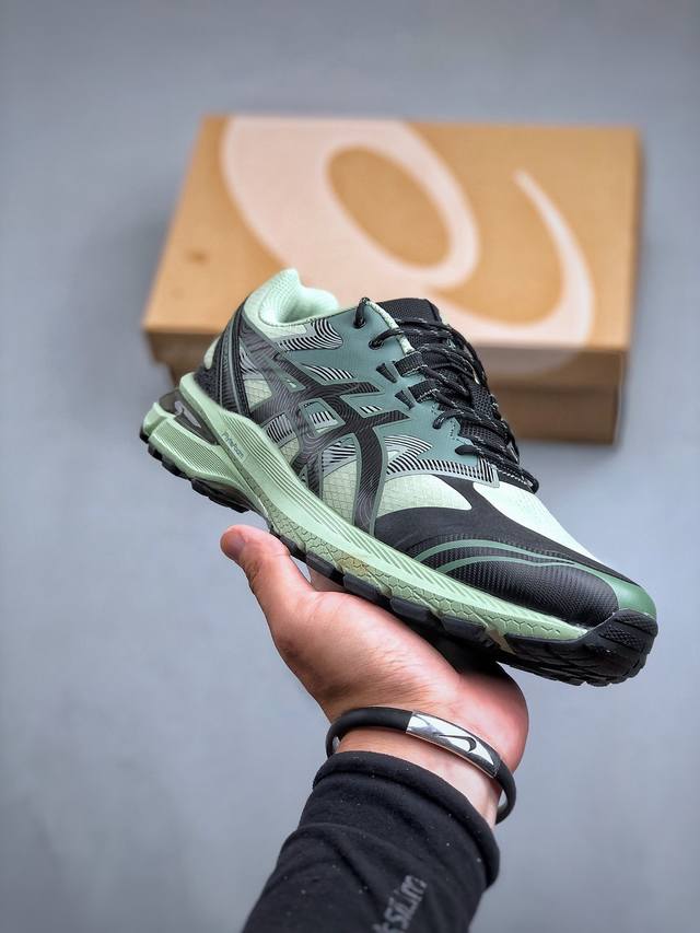 日本专业跑鞋品牌 亚瑟士 Asics Gel-Terrain Dark Jade Black 全地形系列低帮轻量健身户外缓震休闲运动跑步鞋“青绿黑”1203A3