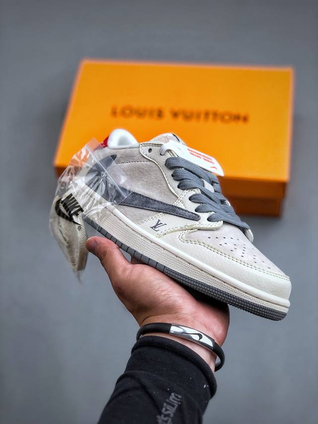 Travis Scott X Nike Air Jordan 1 Low X Louis Vuitton 三方联名 Air Jordan 1 Low 反转白灰红