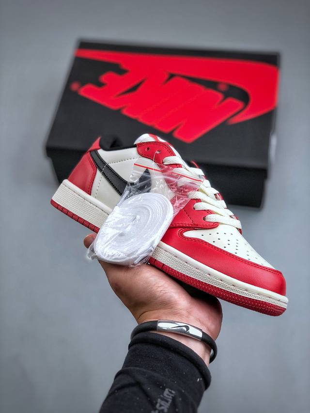 Nike Air Jordan 1 Retro Low Aj1乔丹一代低帮经典复古文化休闲运动篮球鞋“白红黑”705329 106 尺码：36-46 半