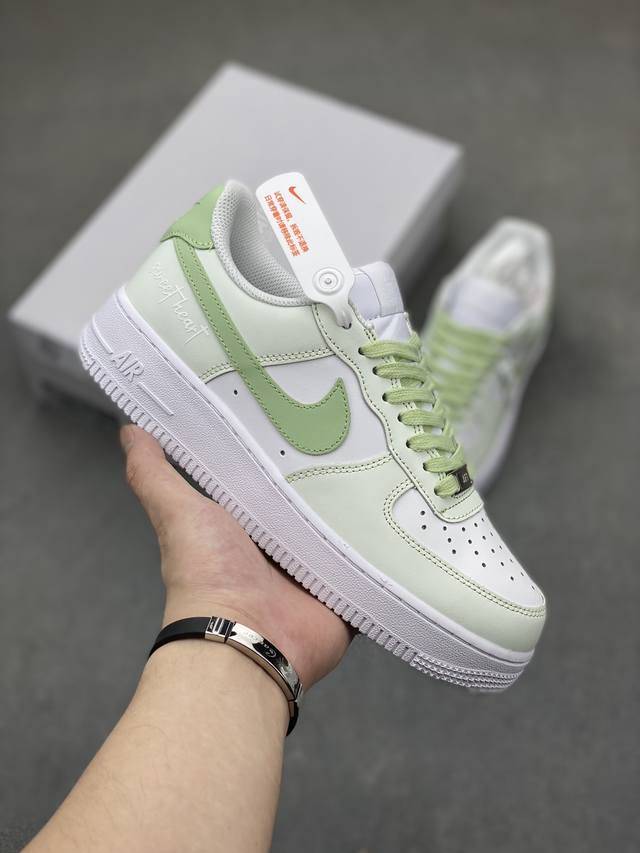 官方爆款定制 二次元主题 Nike Air Force 1 Low’07 8Weet Heart 青苹果 喷绘 空军一号低帮休闲板鞋 定制皮料 原厂3D打印 定