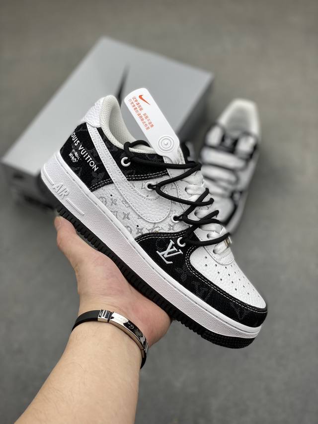 夏季新款 公司级 路易威登louis Vuitton 联名定制 Nike Air Force 1 Low '07 空军绑带低帮休闲板鞋 定制鞋盒 定制皮料 原楦