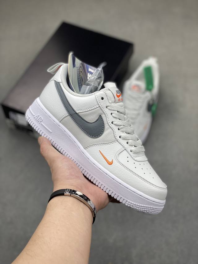 Hy版本 Nike Air Force 1 Low 白灰小勾 空军一号低帮运动休闲板鞋 原楦头原纸板 打造纯正空军版型 专注外贸渠道 全掌内置蜂窝气垫 原盒配件