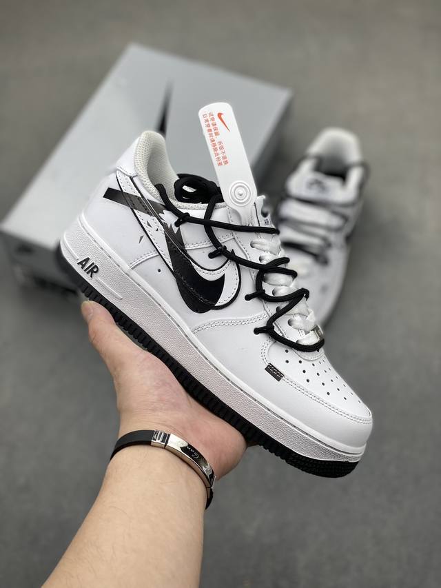 官方爆款定制 二次元主题 Nike Air Force 1 Low’07 断勾喷绘 空军一号绑带低帮休闲板鞋 定制皮料 原厂3D打印 定制鞋盒 原楦原纸板 纯正