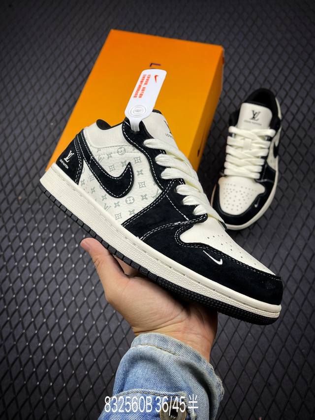 Air Jordan 1 Low Aj1 乔1 Lv联名-黑武士 高端定制 低帮篮球鞋 #定制鞋盒 大厂纯原品质出货 超高清洁度 皮料切割干净无任何毛边 细节完