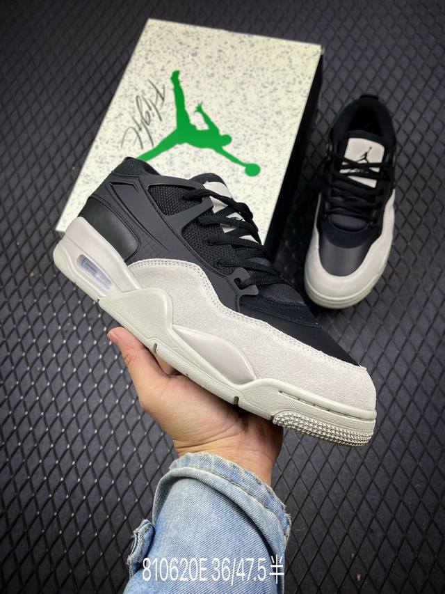 Air Jordan 4 Remastered Aj4 乔4重制黑白 Fq7939-001 #改造后的设计采用了别致的黑色、浅骨色和深灰色调色板。它由纺织网布、