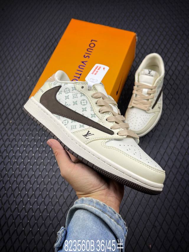 Travis Scott X Fragment Design X Jordan Air Jordan 1 Low Og Sp Aj1 乔1 Lv米棕印花 低帮文