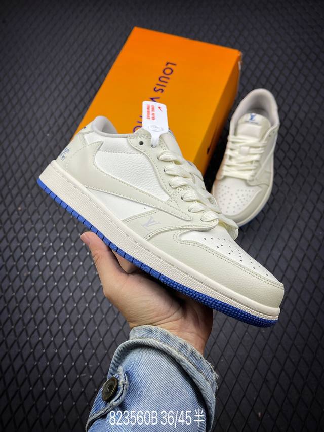 Travis Scott X Fragment Design X Air Jordan 1 Low Og Sp Aj1 乔1 Lv联名米蓝 低帮文化休闲板鞋 L