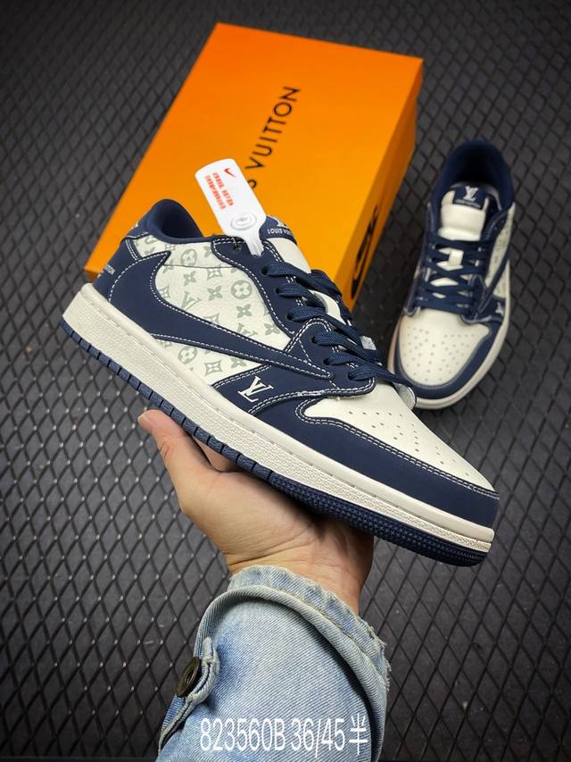 Travis Scott X Fragment Design X Air Jordan 1 Low Og Sp Aj1 乔1 Lv联名深海蓝 低帮文化休闲板鞋