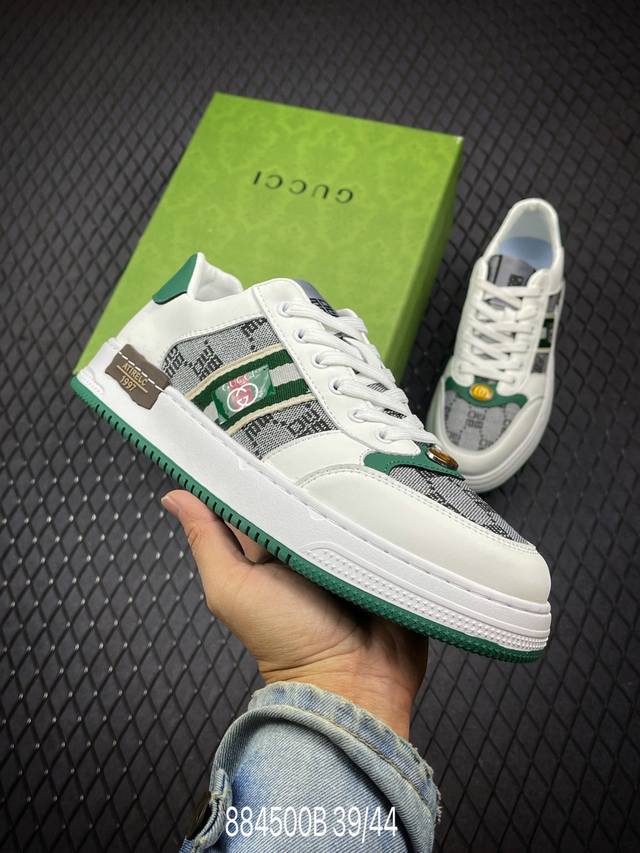 Gucci 轻奢单品鞋 广东品质原厂 高奢古驰gucci Screener Gg High-Top Sneaker休闲潮鞋系列意大利进口超软小牛皮+刺绣搭配 原