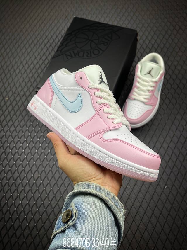 Air Jordan 1 Low White Pink Foam Glacier Blue Aj1 乔1情人节 低帮文化休闲板鞋 Hm3706-141 尺码：3