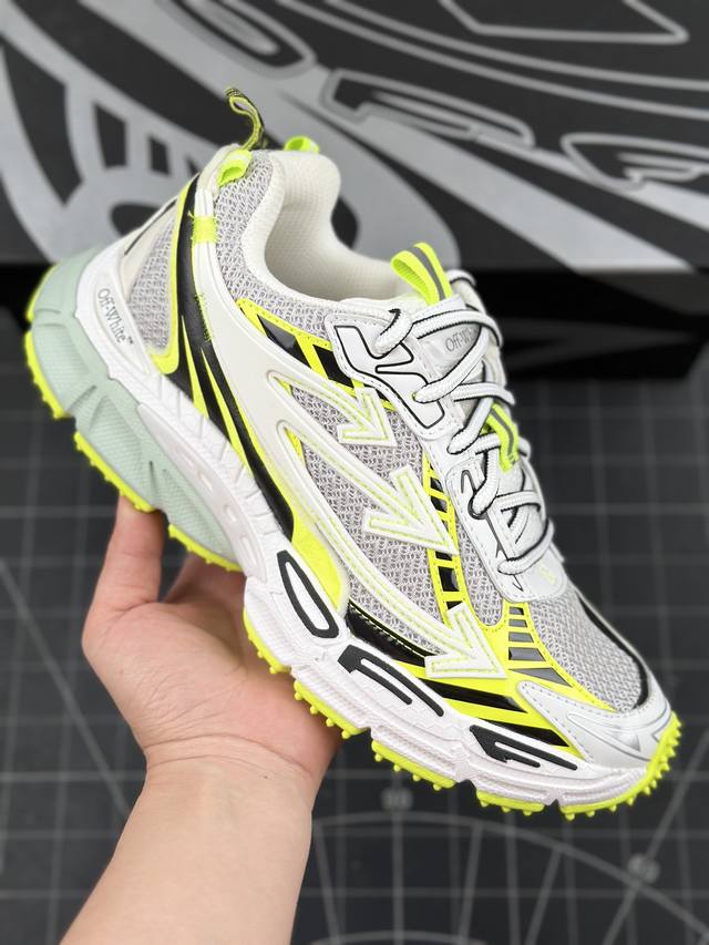 Off-White C O Virgil Abloh 2024S Ow最新款情侣款跑鞋 百分百原盒正确版 原楦原纸板数据开发 4层分离大底 鞋面采用3D立体打印