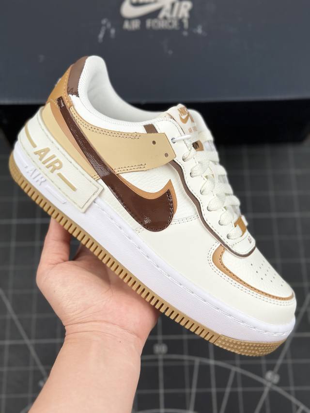 耐克 W Nike Air Force 1 Shadow 全新少女系解构主义设计 马卡龙空军一号轻量增高低帮百搭板鞋 #双层轻量eva发泡中底+防滑rb橡胶外圈