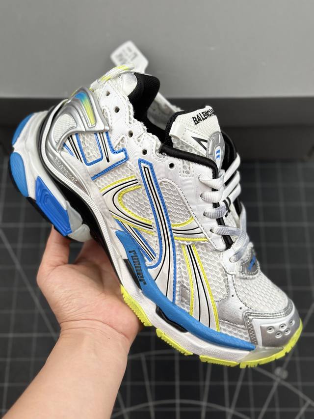 Ok版 公司级 Balenciaga Runner Sneaker”Grey Black Blue Red“慢跑系列低帮复古野跑潮流姥爹风百搭休闲运动慢跑鞋 原