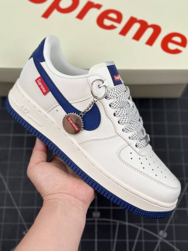 公司级nike Air Force 1 '07 Low “Supreme联名--深蓝”空军一号 低帮 运动休闲鞋 折边针车 工艺难度大 原楦头原纸板 原装鞋盒