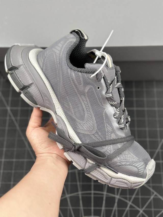 Vg版 法国高端奢侈品牌-巴黎世家balenciaga 3Xl Sneakers 3+系列低帮复古阔型底姥爹风潮流百搭休闲慢跑鞋“网布深灰水泥灰” #男女鞋配件