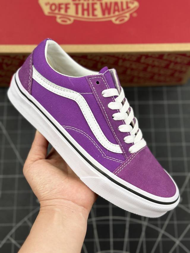 范斯vans Old Skool Purple White 经典老茱利安系列低帮复古硫化休闲运动板鞋“葡萄紫白” 男女鞋真标硫化工艺#升级正确原装铝楦数据楦型#