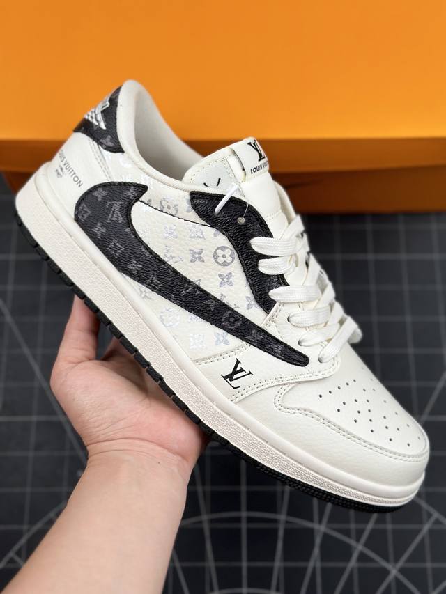 Travis Scott X Fragment Design X Air Jordan 1 Low Og Sp Aj1 乔1 Lv经典黑纹 低帮文化休闲板鞋 多