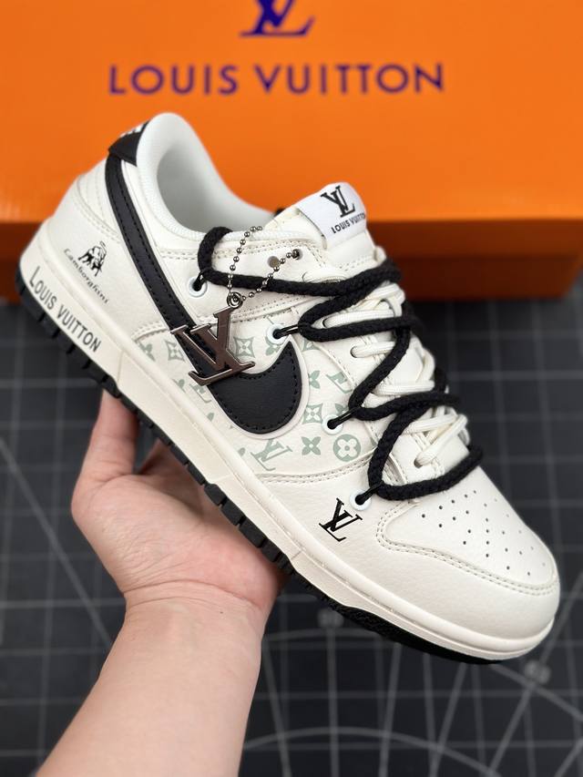 Nk Sb Dunk Low Lv联名-绑带兰博基尼米白黑勾 周年高端定制 低帮休闲板鞋 #定制鞋盒 大厂纯原品质出货 超高清洁度 皮料切割干净无任何毛边 细节