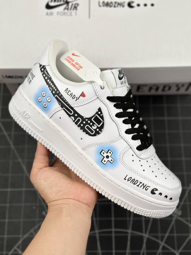 Ps5电玩主题nike Air Force 1 Low’07 吃豆人 白蓝电玩 立体按键 空军一号低帮休闲板鞋 定制皮料 原楦原纸板 纯正空军版型 内置全掌气垫