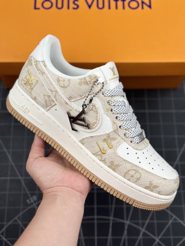 公司级nike Air Force 1 '07 Low “Lv联名--卡其小双勾”空军一号 低帮 运动休闲鞋 折边针车 工艺难度大 原楦头原纸板 原装鞋盒 定制