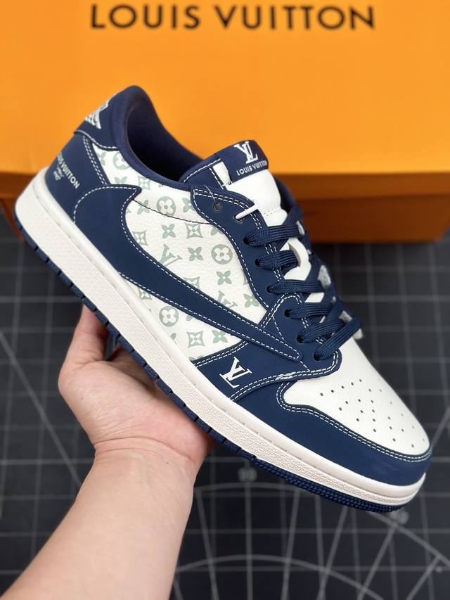 Travis Scott X Fragment Design X Air Jordan 1 Low Og Sp Aj1 乔1 Lv联名深海蓝 低帮文化休闲板鞋