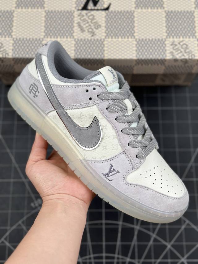 公司级 Nike Sb Dunk Low Retro “Lv联名 米白银灰冠军” 夜光 周年高端定制 低帮休闲板鞋 定制鞋盒 大厂纯原品质出货 超高清洁度 皮料