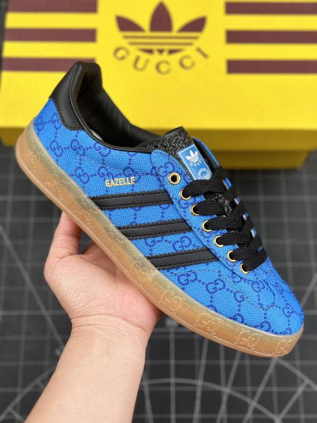 阿迪达斯 Adidas Originals X Gucci Gazelle 阿迪古驰联名经典休闲板鞋 复古男女运动鞋 融汇两个品牌丰富且历史悠久的典藏元素, A