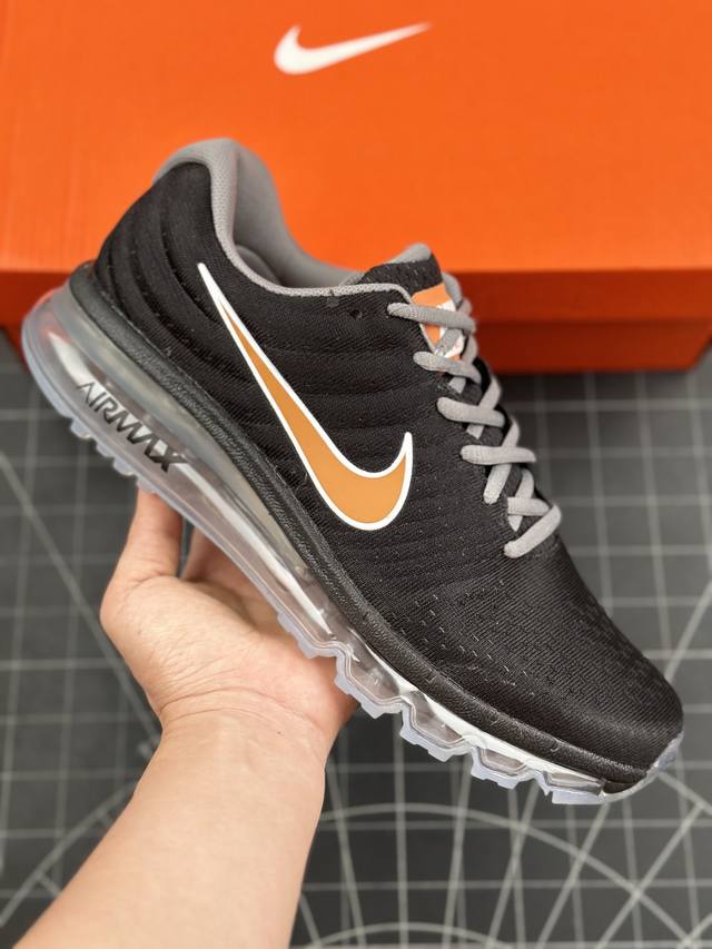 公司级耐克nike Air Max 2017 ”Black White“网面全掌气垫休闲运动百搭慢跑鞋 经典长期返厂款#1:1原档案数据开发纸版楦型#全掌真ai