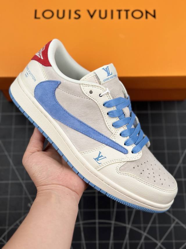 Travis Scott X Fragment Design X Air Jordan 1 Low Og Sp Aj1 乔1 Lv联名米灰蓝红猪八 低帮文化休闲