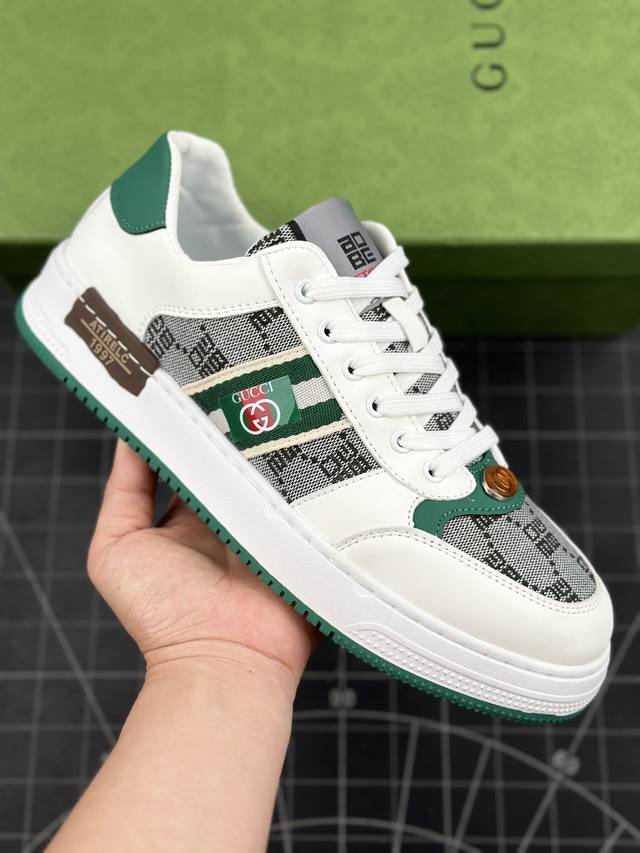 Gucci 轻奢单品 广东品质原厂 高奢古驰gucci Screener Gg High-Top Sneaker休闲潮鞋系列 意大利进口超软小牛皮+刺绣搭配 原