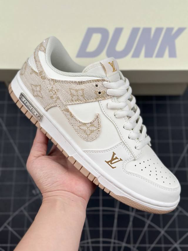 Nk Sb Dunk Low Lv联名-黄牛仔米白黄勾 周年高端定制 低帮休闲板鞋 #定制鞋盒 大厂纯原品质出货 超高清洁度 皮料切割干净无任何毛边 细节完美