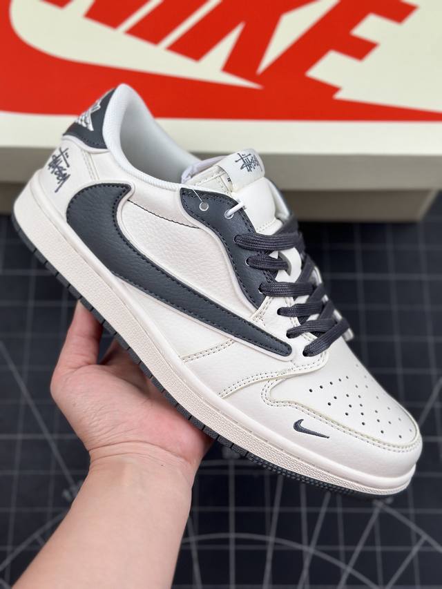 Travis Scott X Fragment Design X Air Jordan 1 Low Og Sp Aj1 乔1 斯图西联名米黑 低帮文化休闲板鞋