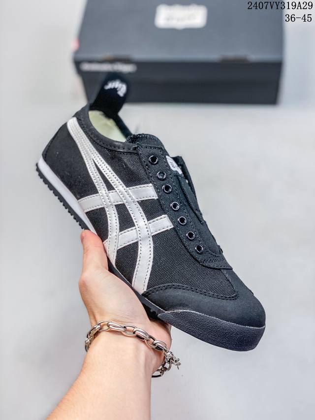 亚瑟士asics Onitsuka Tiger Slip-On鬼冢虎 一脚蹬 帆布鞋 货号：D3K0N 0143 码数：36 37 37.5 38 39 39.