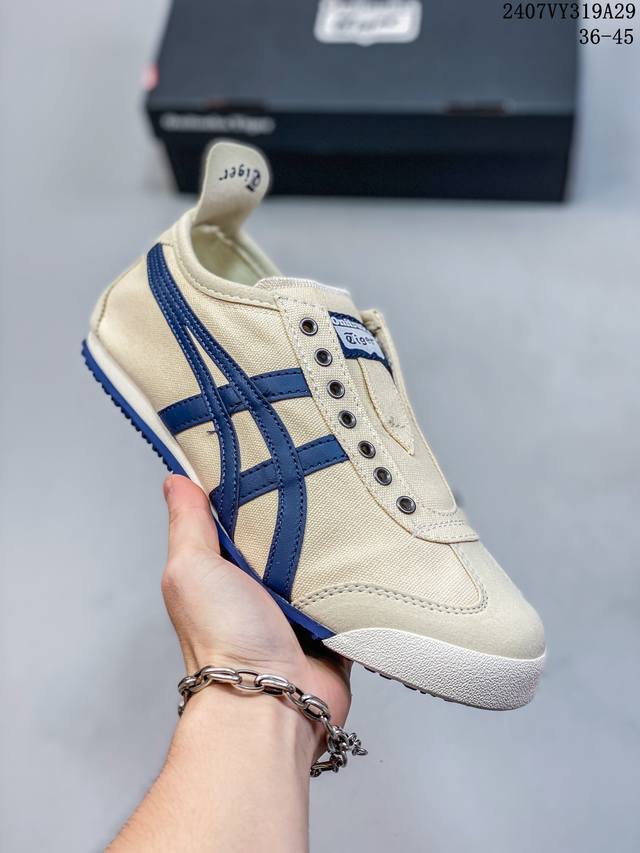 亚瑟士asics Onitsuka Tiger Slip-On鬼冢虎 一脚蹬 帆布鞋 货号：D3K0N 0143 码数：36 37 37.5 38 39 39.