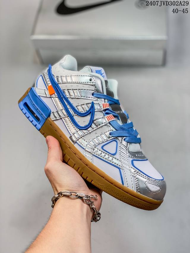 真标 Off-White X Nk Air Rubber Dunk”University Blue“2.0橡胶扣篮系列皮革框架低帮休闲运动滑板板鞋 货号：Cu6