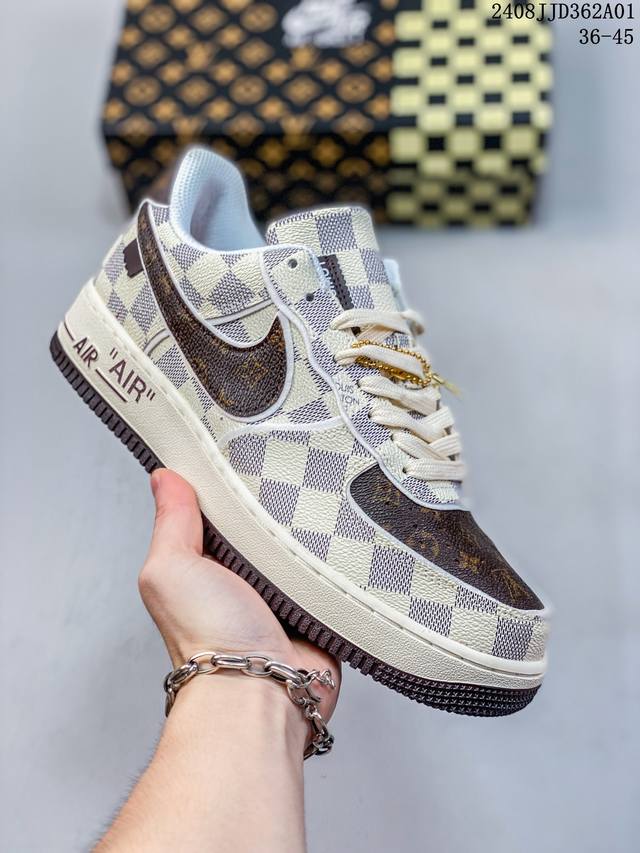 耐克nike Air Force 1 Low 路易威登lv 联名空军一号低帮百搭休闲运动板鞋。柔软、弹性十足的缓震性能和出色的中底设计，横跨复古与现代的外型结合