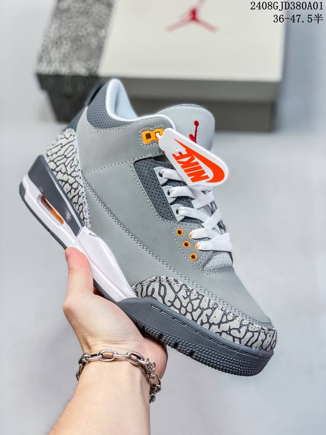 公司级air Jordan 3 Retro 复刻白水泥 Aj3 乔丹3代 Aj3 乔3 经典复刻白水泥 乔丹篮球鞋系列 鞋身以白色为主调，采用优质皮革材质搭配鞋