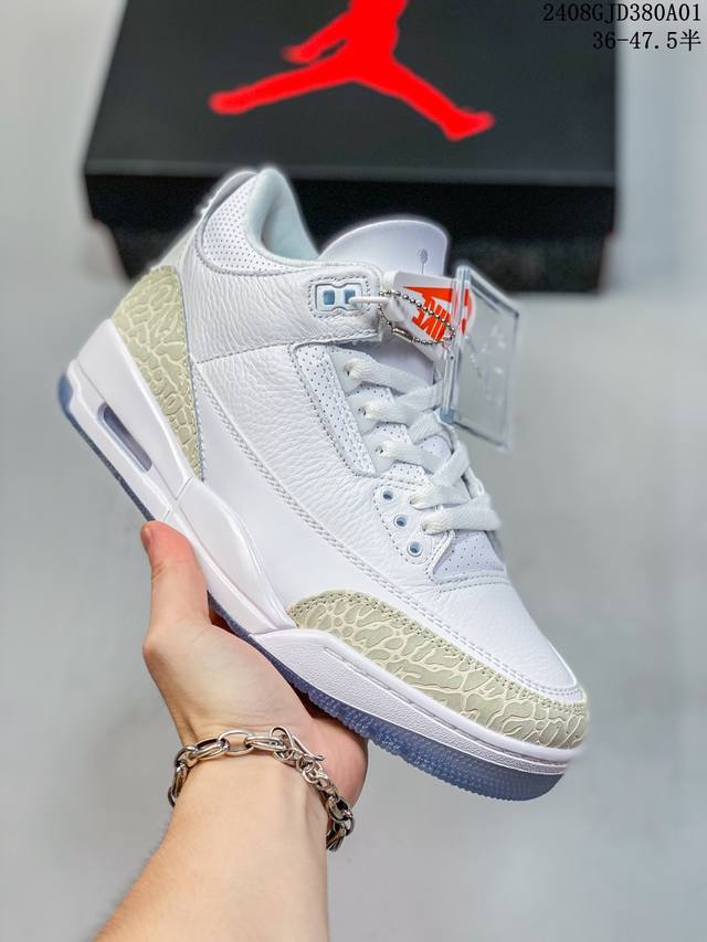 公司级air Jordan 3 Retro 复刻白水泥 Aj3 乔丹3代 Aj3 乔3 经典复刻白水泥 乔丹篮球鞋系列 鞋身以白色为主调，采用优质皮革材质搭配鞋