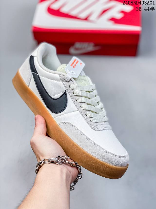 耐克板鞋 生胶米白 复古板鞋j.Crew X Nike 联名 Killshot Ii Leather 男女休闲复古运动鞋。采用米白色皮革制作鞋身，大号swoos