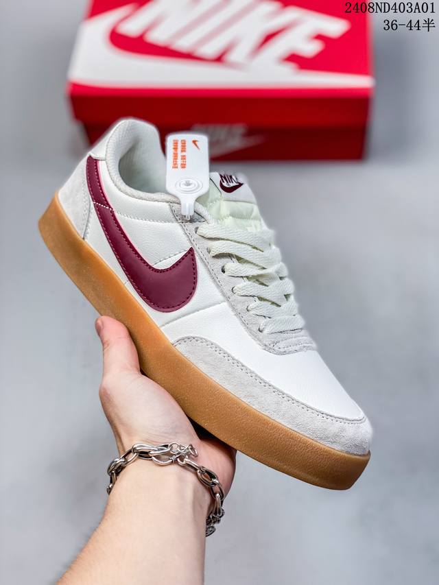 耐克板鞋 生胶米白 复古板鞋j.Crew X Nike 联名 Killshot Ii Leather 男女休闲复古运动鞋。采用米白色皮革制作鞋身，大号swoos