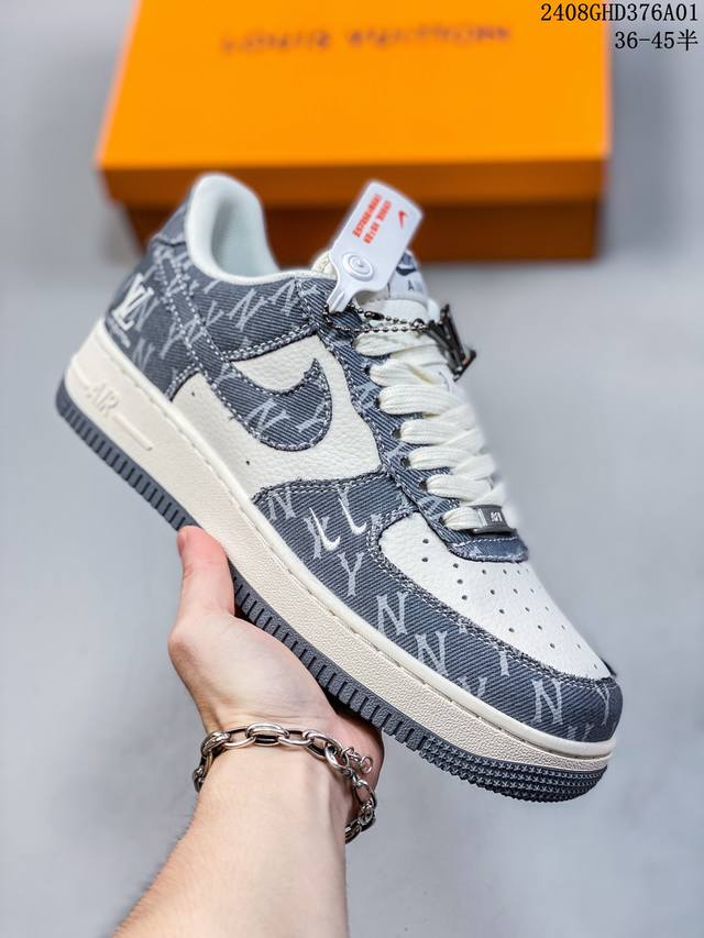 海外限量发售！公司级nike Air Force 1 '07 Low “Lv联名--灰双勾”空军一号 低帮 运动鞋 休闲鞋 折边针车 工艺难度大 原楦头原纸板