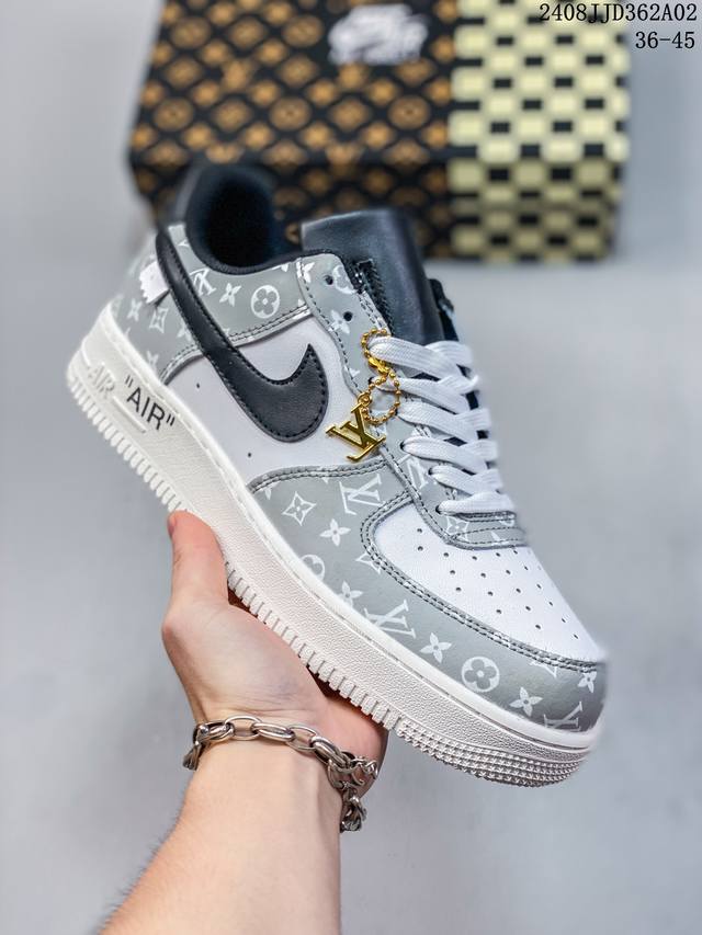 耐克nike Air Force 1 Low 路易威登lv 联名空军一号低帮百搭休闲运动板鞋。柔软、弹性十足的缓震性能和出色的中底设计，横跨复古与现代的外型结合