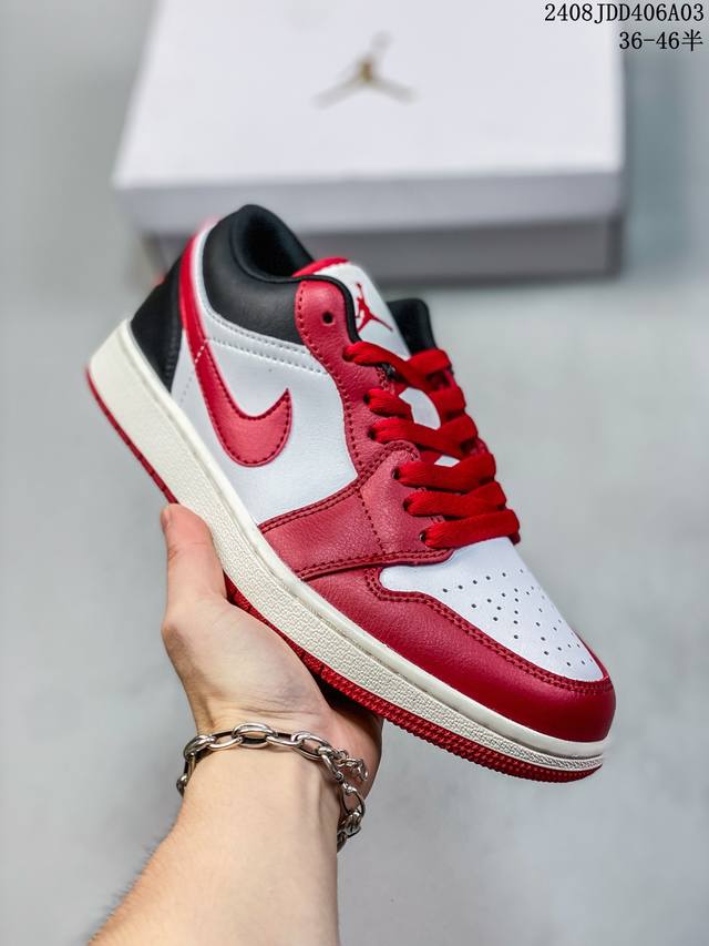 乔真标带半码丹air Jordan 1 Low Aj1 乔1低帮复古文化休闲运动篮球鞋红白黑 08Jdd406A03