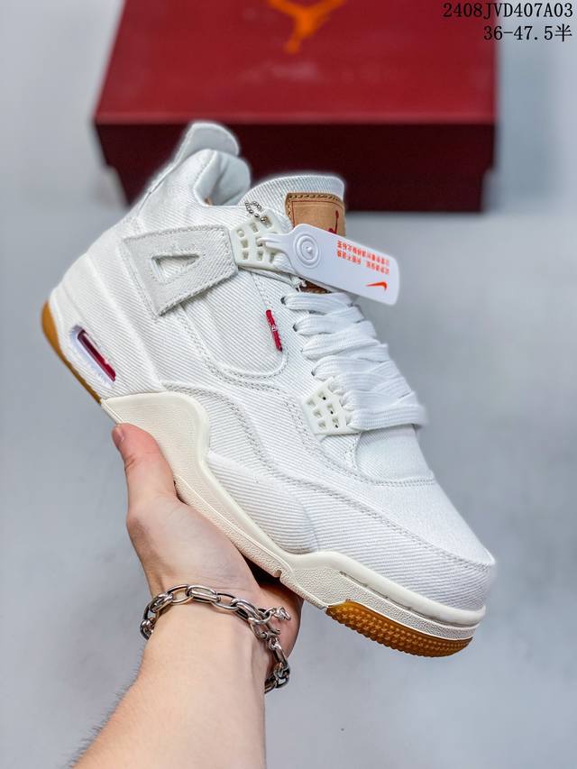 levi'S X Jordan Air Jordan 4 Levis Black Levistag Aj4李维斯牛仔布轻便防滑耐磨减震中帮复古篮球鞋周杰伦同款