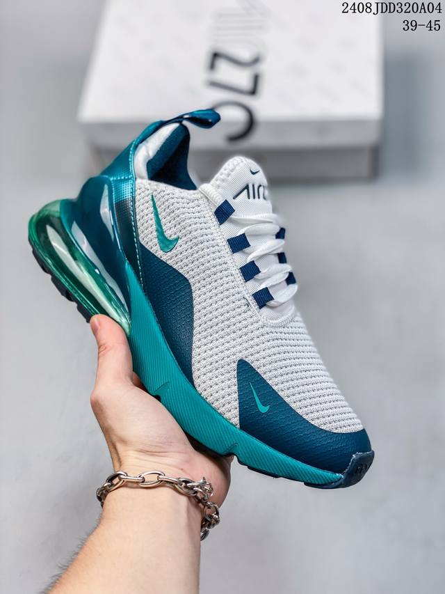 nike Wmns Air Max 270 React ”White Light Blue“270瑞亚赛车系列后半掌气垫百搭运动慢跑鞋 打造动感视觉和舒适脚感的